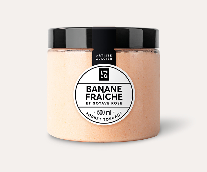 Sorbet plein fruit artisanal banane fraîche et goyave rose