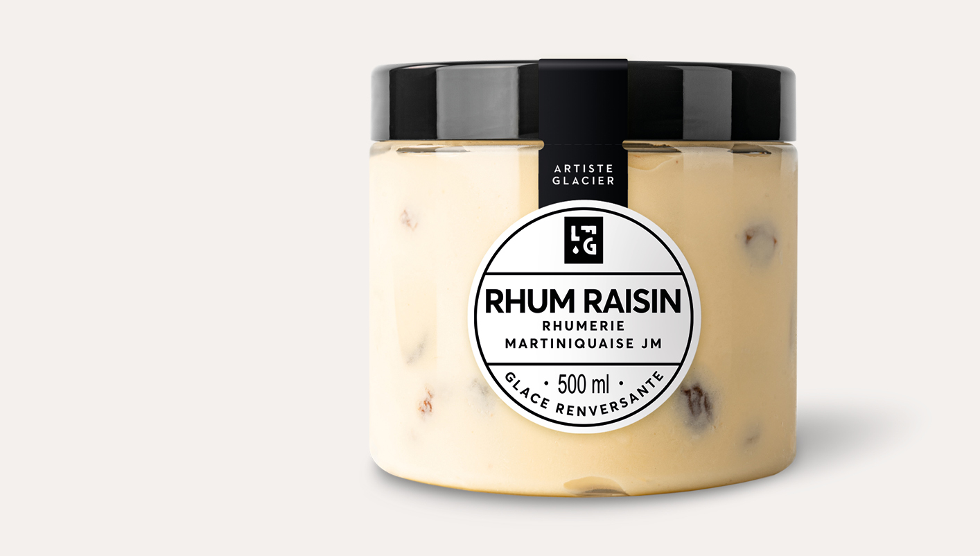 Crème glacée artisanale rhum raisin au rhum vieux JM