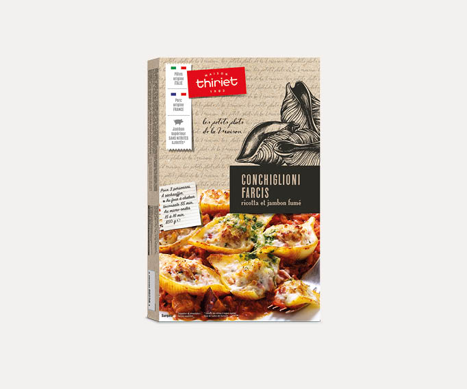 Conchiglioni farcis ricotta et jambon fumé