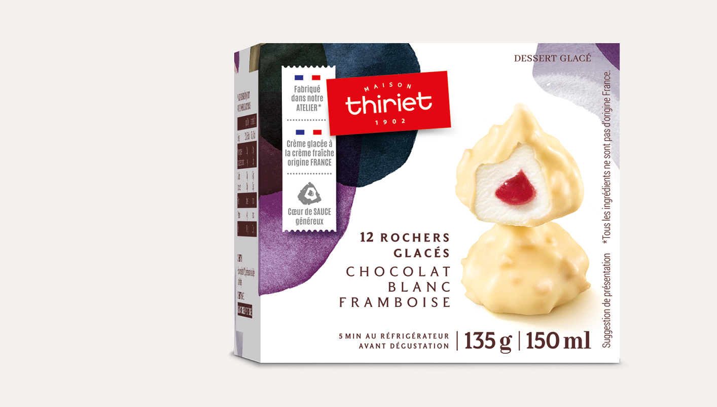 12 Rochers glacés chocolat blanc/framboise