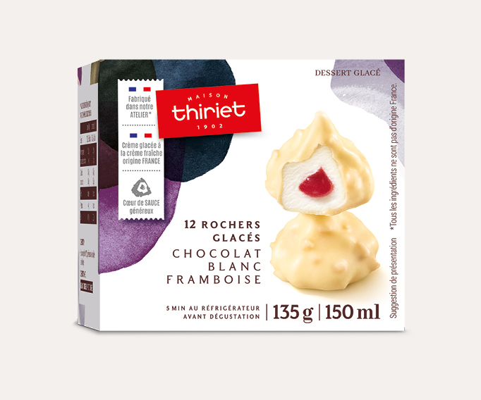 12 Rochers glacés chocolat blanc/framboise