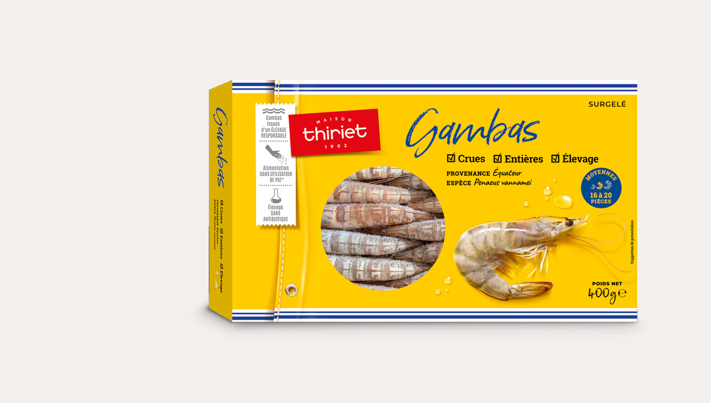 Gambas entières crues Lot de 2 boîtes