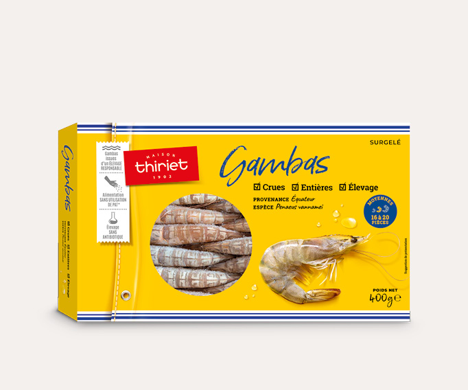 Gambas entières crues Lot de 2 boîtes