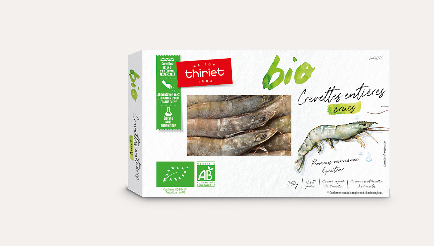 Crevettes entières crues biologiques Lot de 2 boîtes