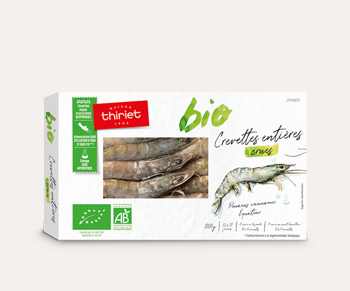 Crevettes entières crues biologiques Lot de 2 boîtes