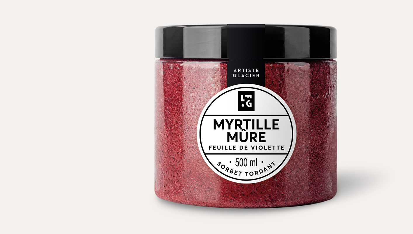 Sorbet plein fruit artisanal myrtille mûre violette