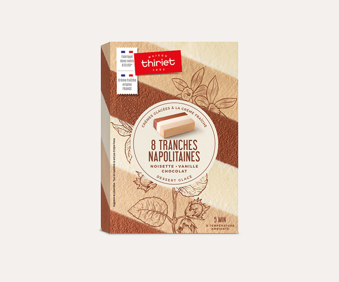 8 Tranches napolitaines noisette vanille chocolat