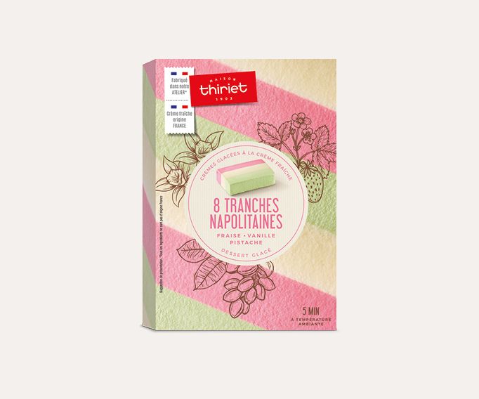 8 Tranches napolitaines fraise vanille pistache