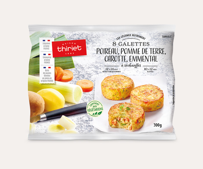 8 Galettes poireau, pomme de terre, carotte, emmental