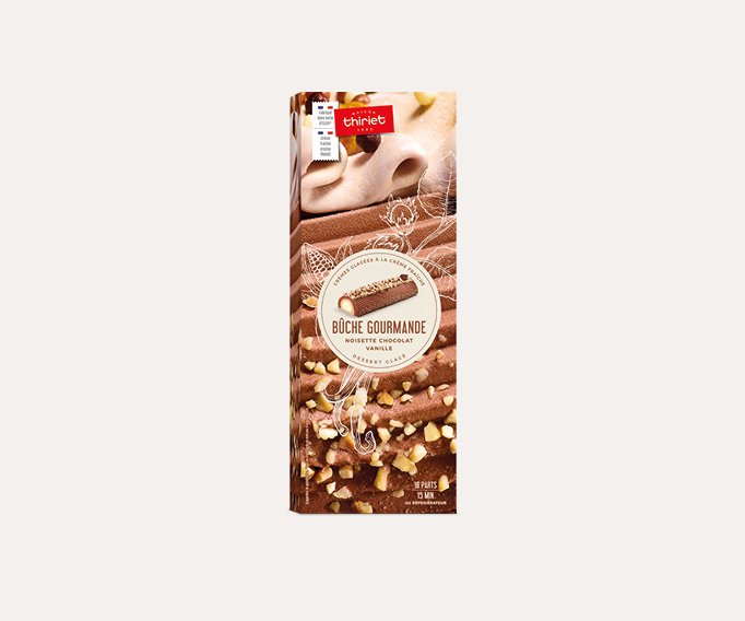 Bûche gourmande noisette/chocolat/vanille