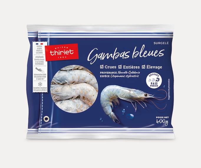 Gambas bleues entières crues - 8/12 pièces