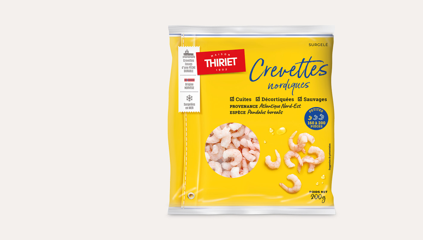 Crevettes nordiques sauvages décortiquées cuites