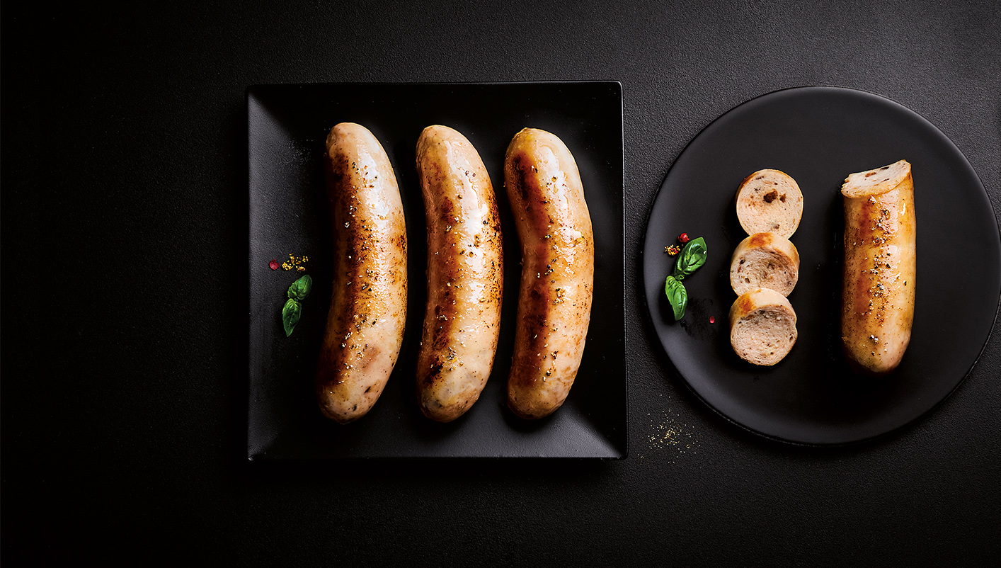 4 boudins blancs à la truffe blanche d'été (1%) et Armagnac