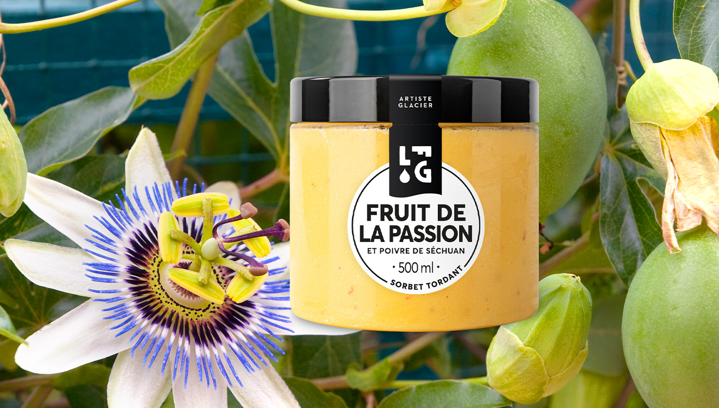 Sorbet Plein Fruit artisanal fruit de la passion et poivre