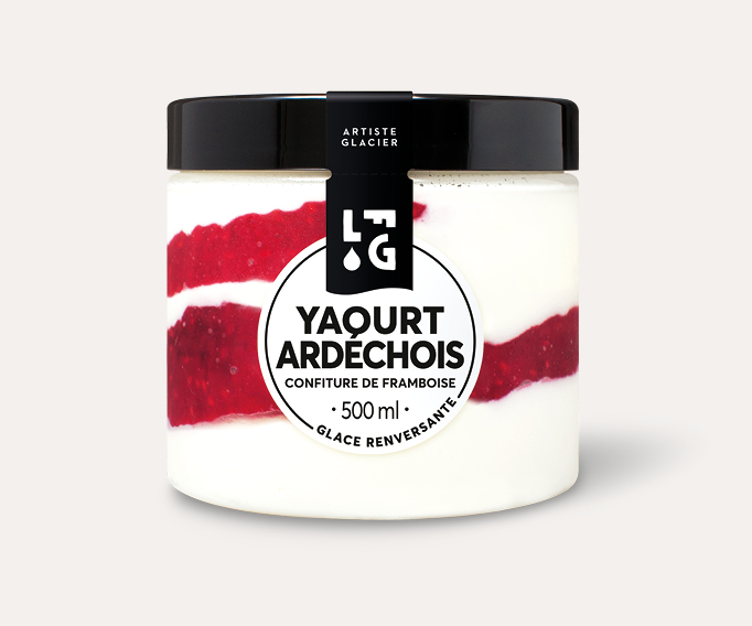 Glace artisanale yaourt ardéchois confiture de framboise