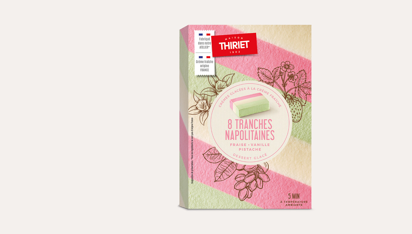 8 Tranches napolitaines fraise vanille pistache