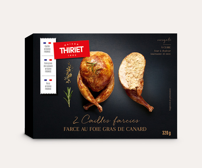 2 Cailles farcies, farce au foie gras canard