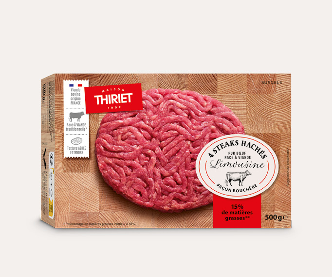 4 Steaks hachés façon bouchère pur bœuf 15% M.G. race à vian