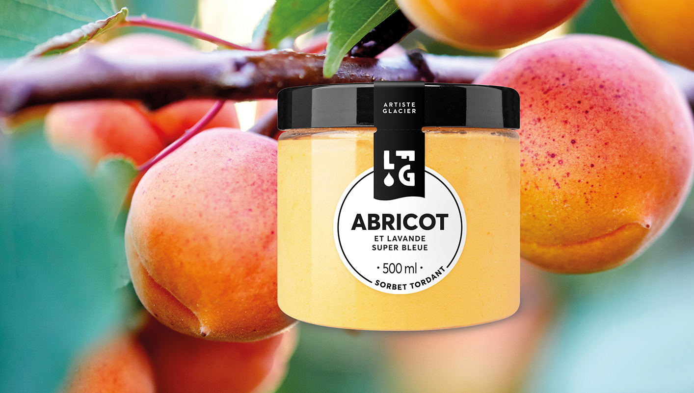Sorbet plein fruit Abricot et Lavande super bleue