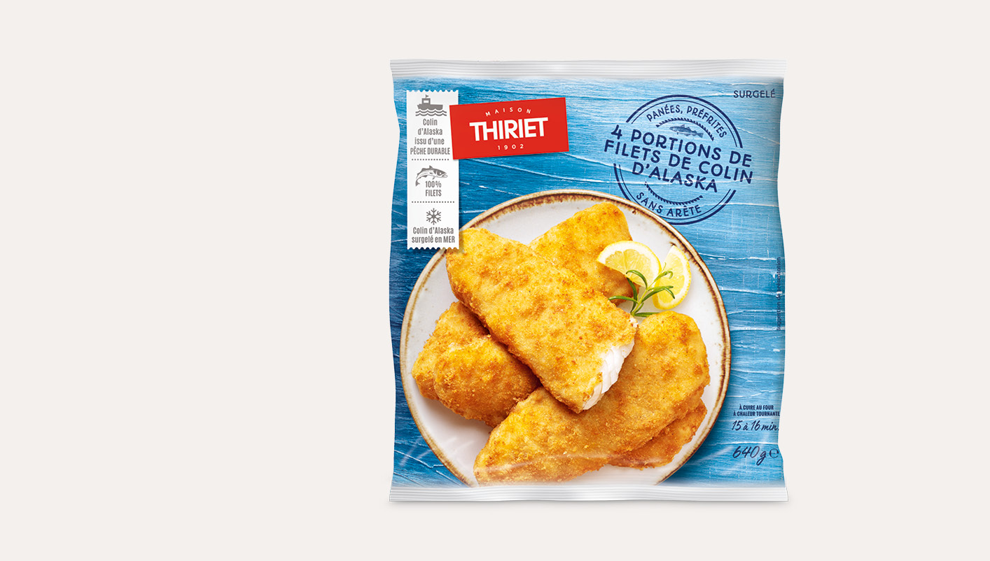 4 Portions de filets de colin d'Alaska panées Le 2ème à -50%