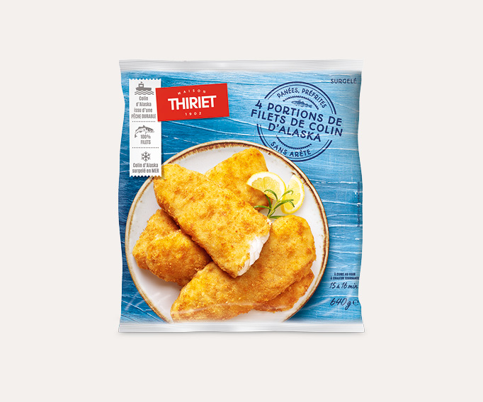 4 Portions de filets de colin d'Alaska panées Le 2ème à -50%