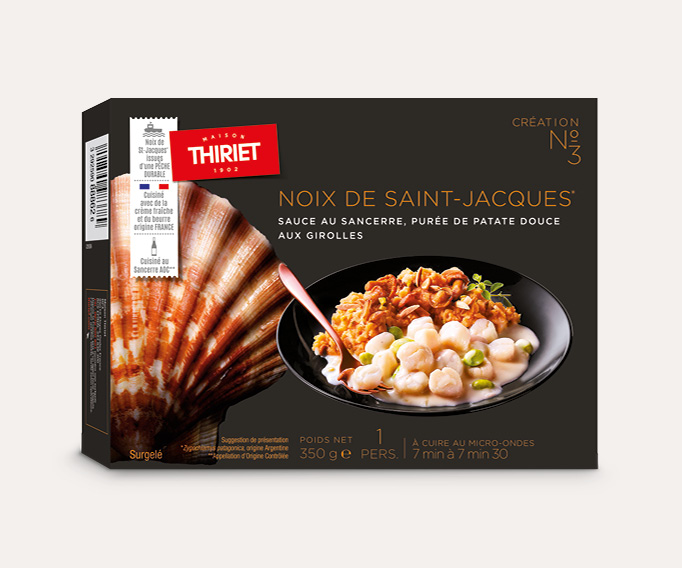 Noix de St-Jacques* sauce au Sancerre patate douce girolles