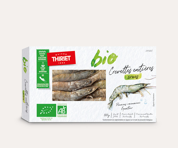 Crevettes entières crues biologiques Le lot de 2