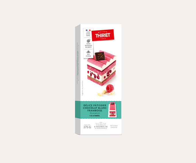 Délice du pâtissier chocolat blanc/framboise, surgelés Maison Thiriet