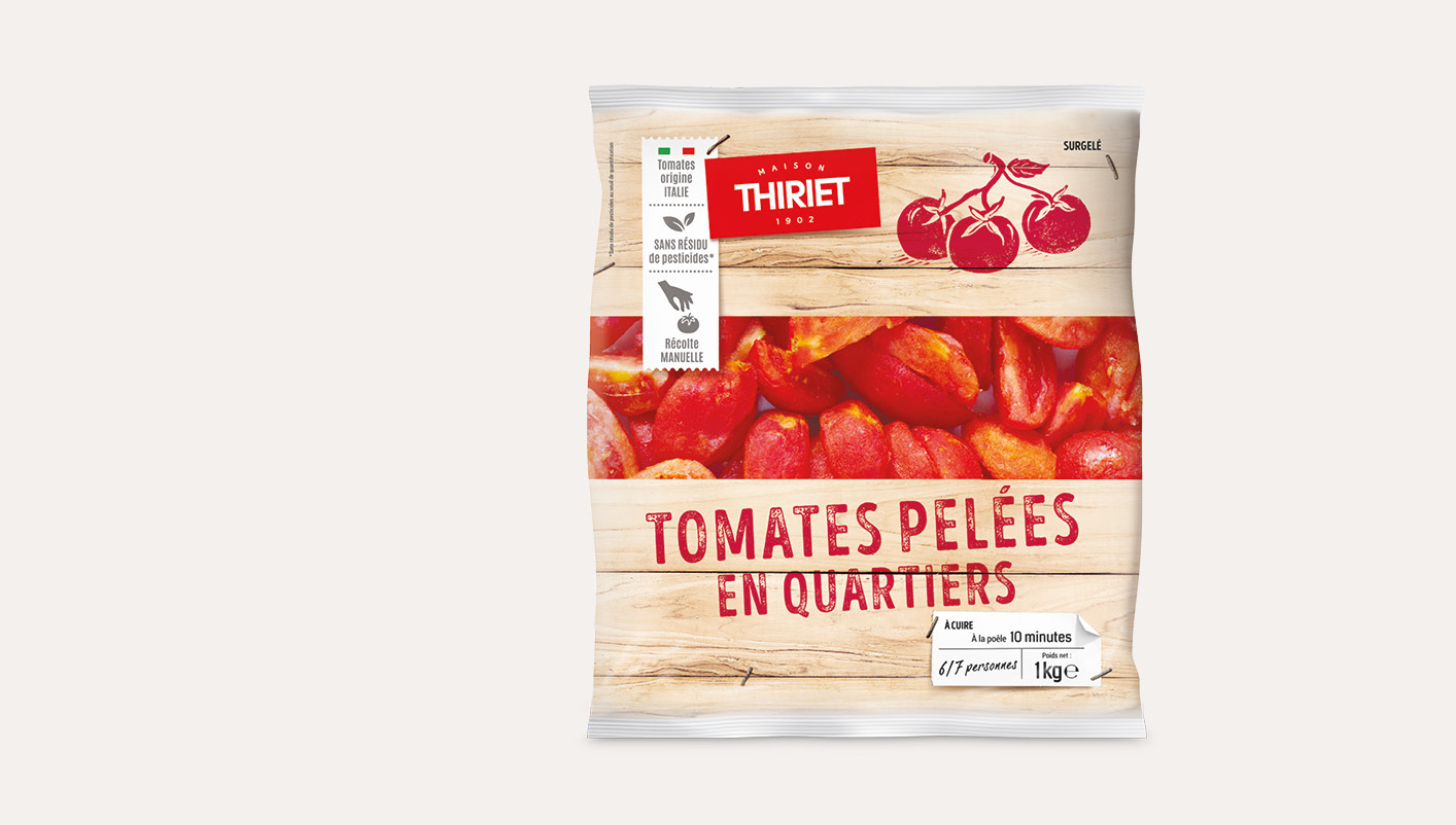 Tomates pelées en quartiers