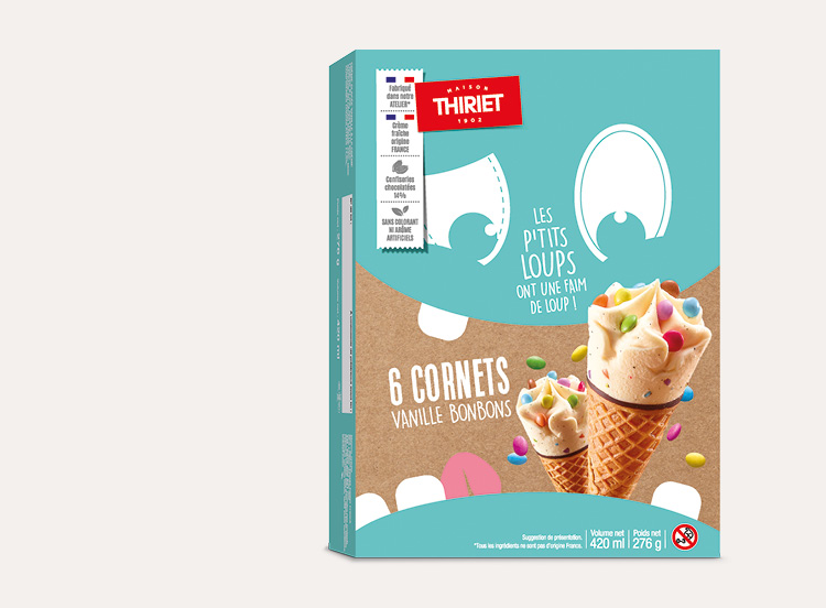 6 Cornets Vanille/Bonbons, surgelés Maison Thiriet
