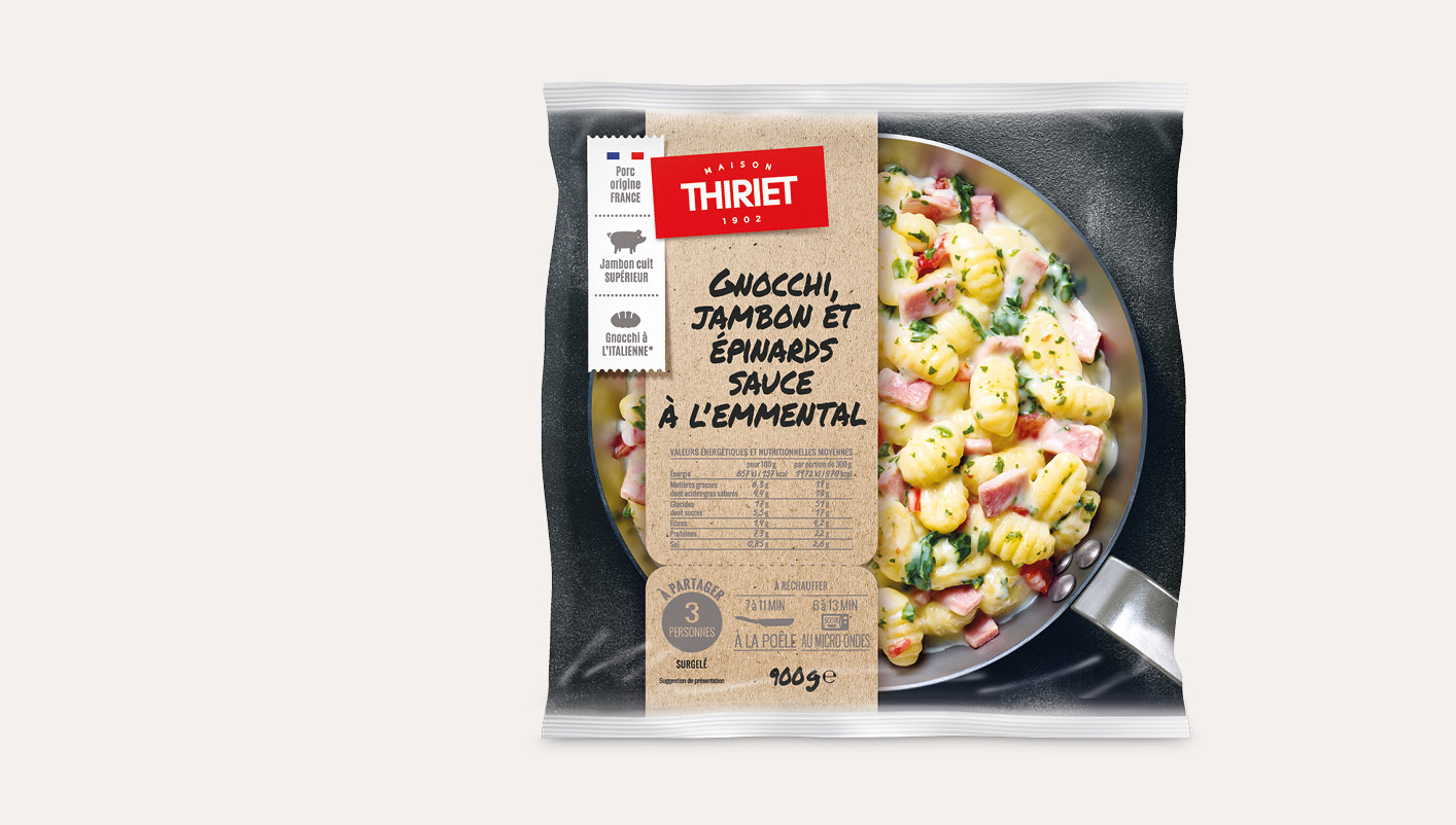 Gnocchi jambon, épinards, sauce emmental Le 2ème à -30%