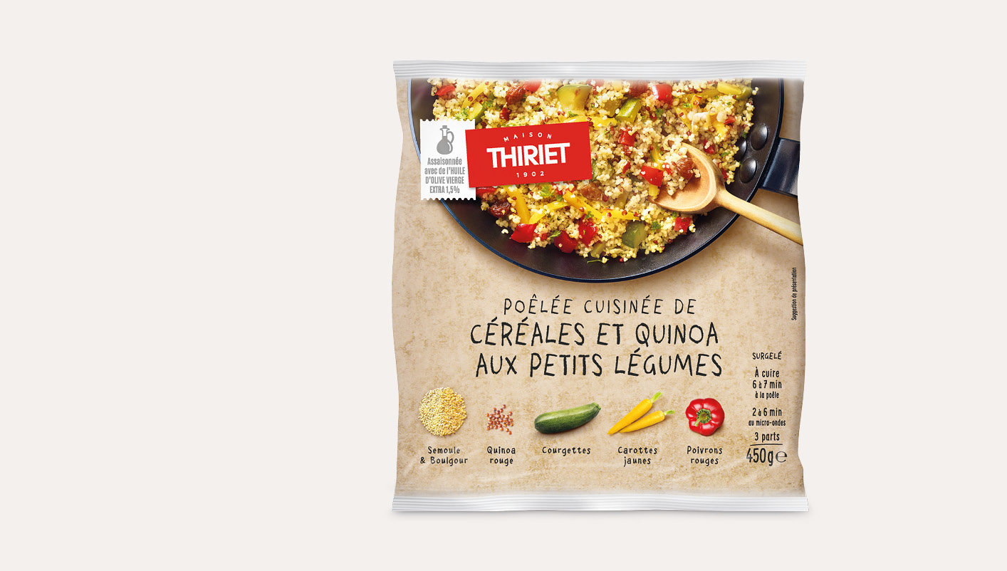 Poêlée cuisinée de céréales et quinoa aux petits légumes