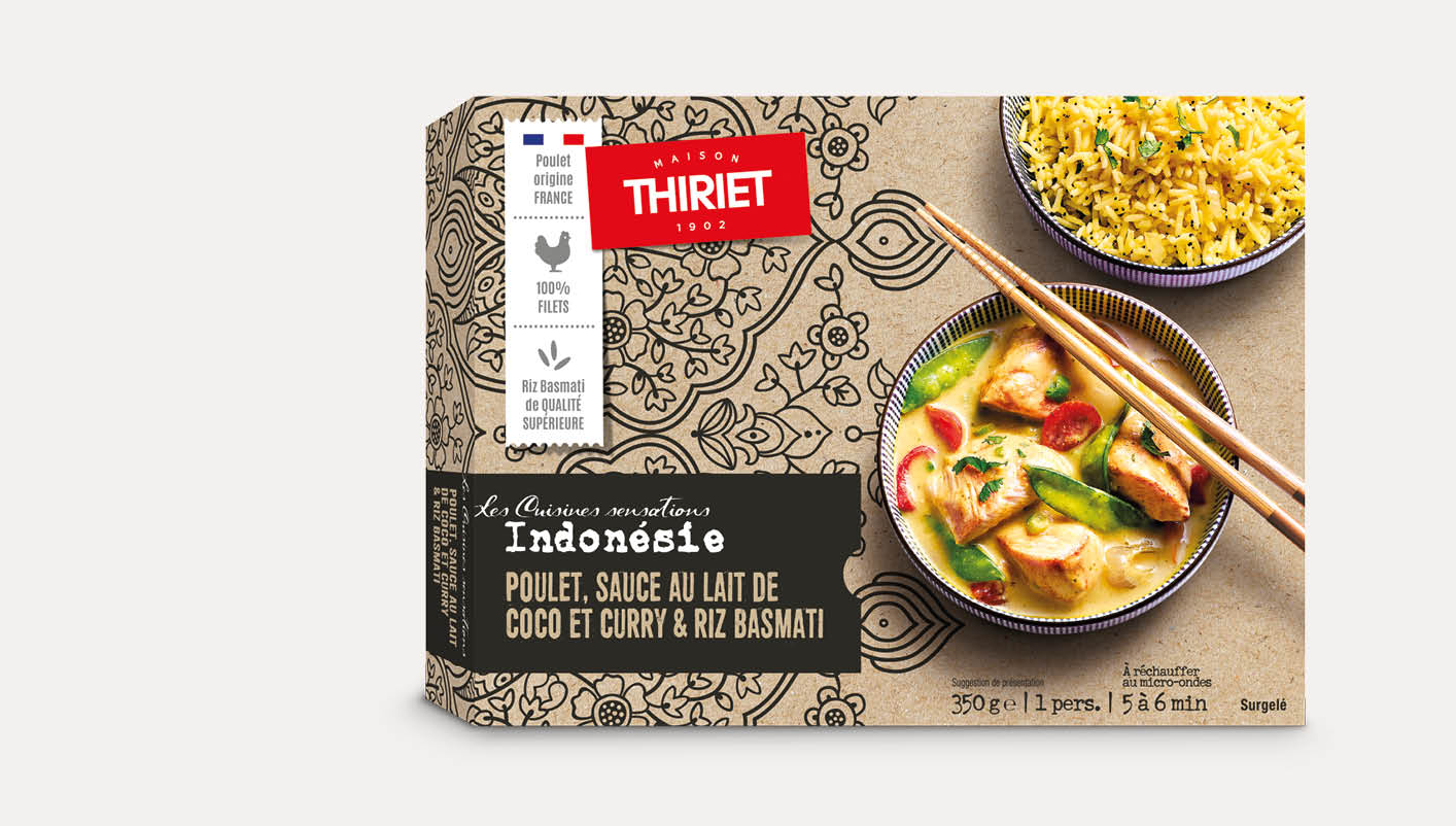 Poulet, sauce lait de coco, curry, riz basmati Le 2ème à -40%