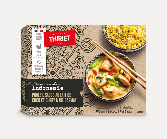 Poulet, sauce lait de coco, curry, riz basmati Le 2ème à -40%