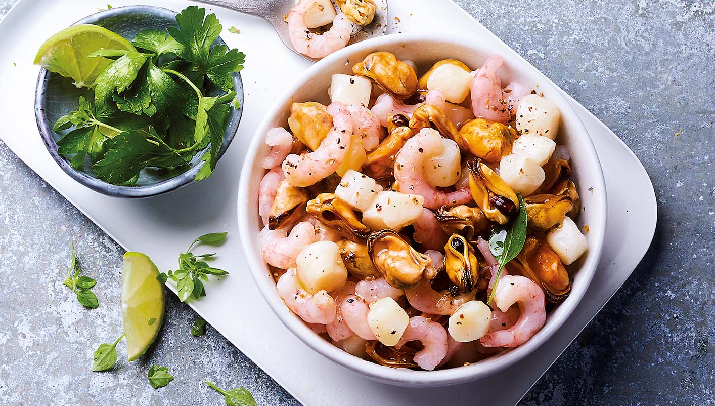 Mélange de moules, noix de St-Jacques et crevettes
