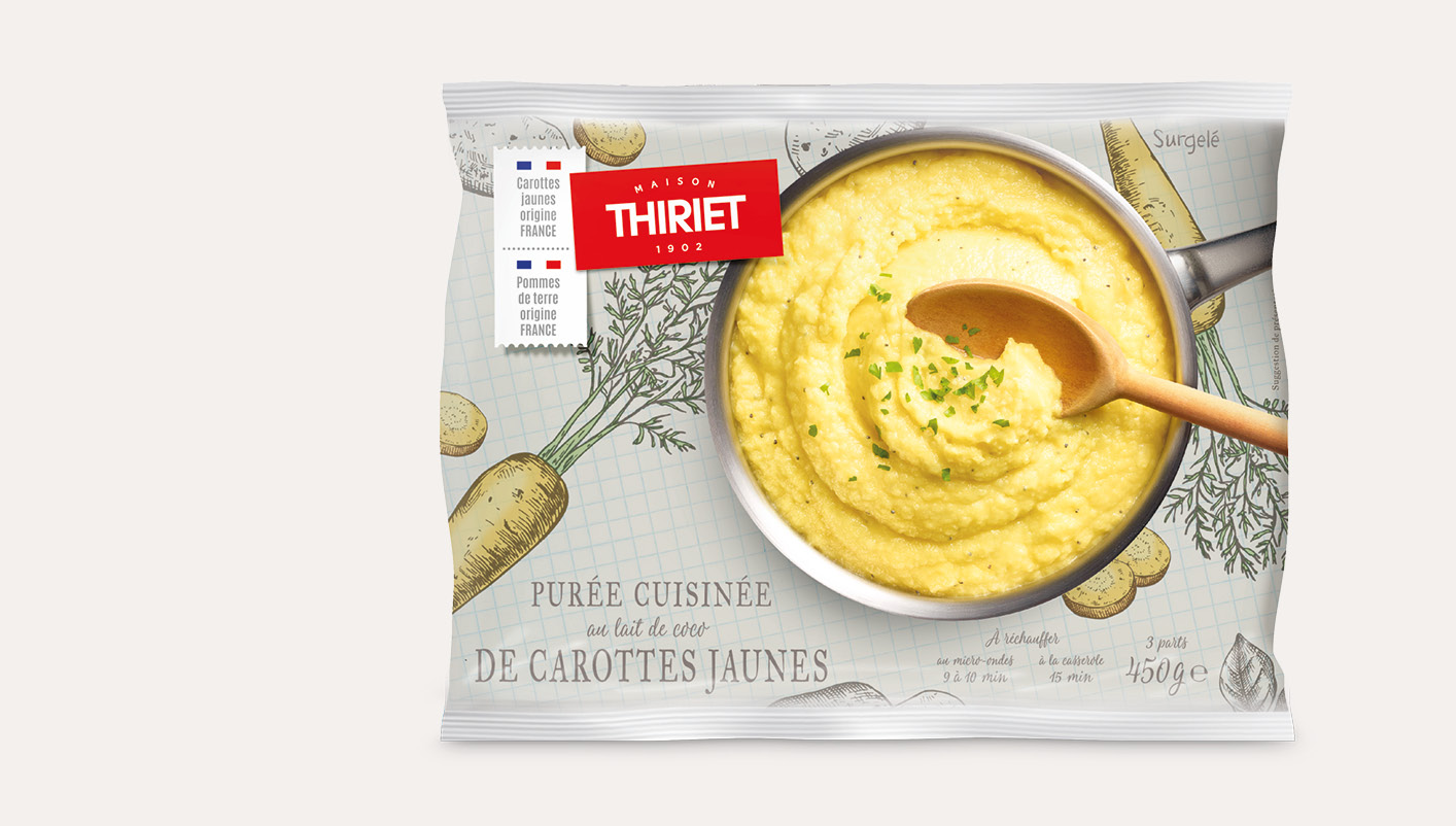 Purée cuisinée de carottes jaunes au lait de coco