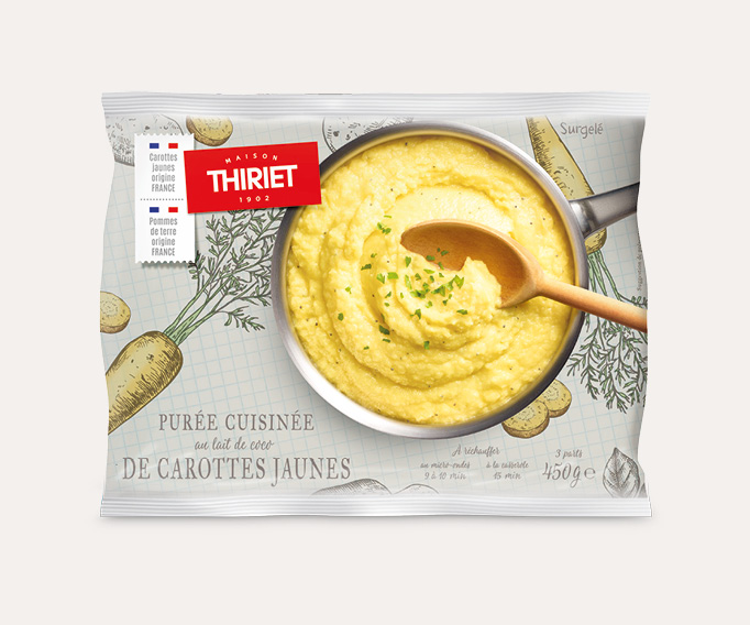 Purée cuisinée de carottes jaunes au lait de coco