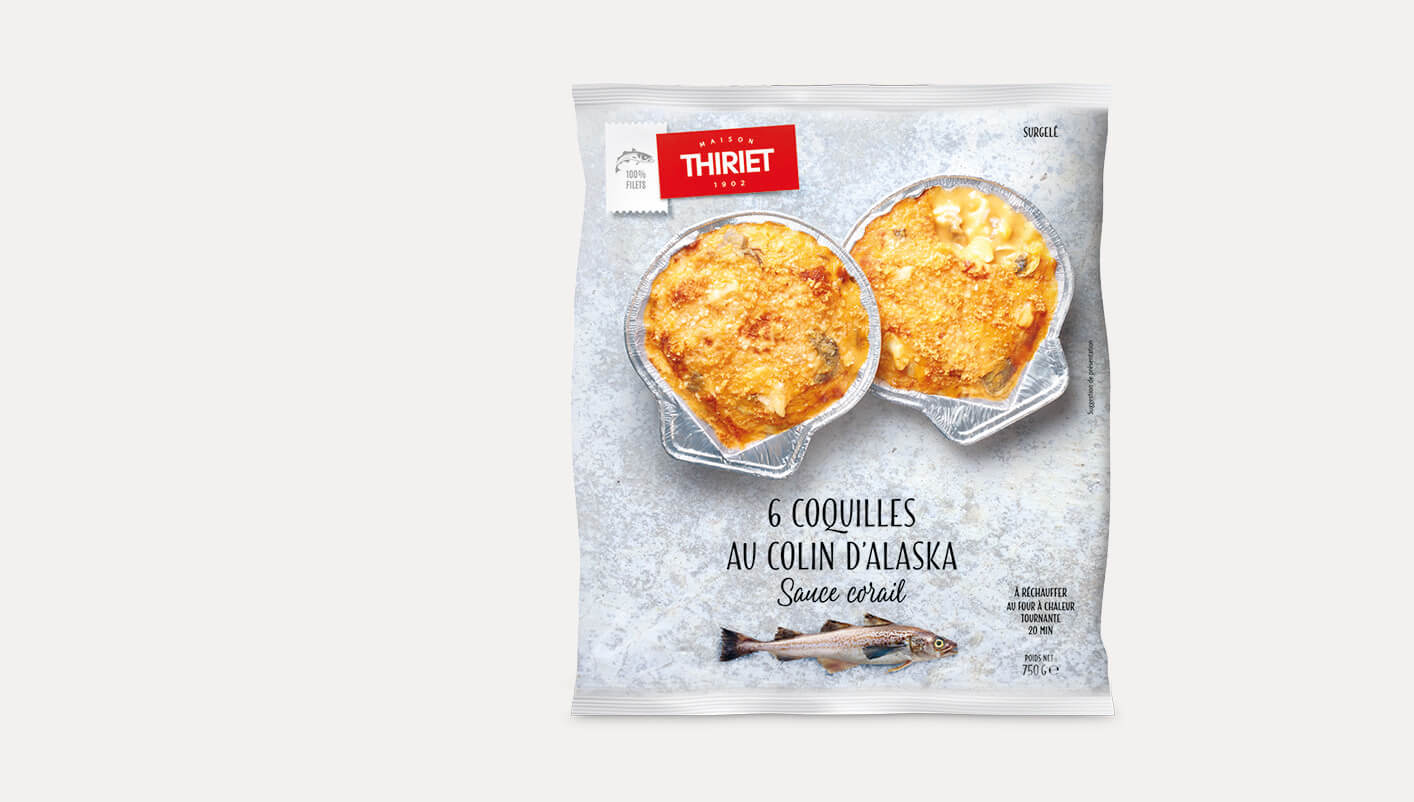 6 Coquilles au colin d'Alaska, sauce corail Le 2ème à -50%