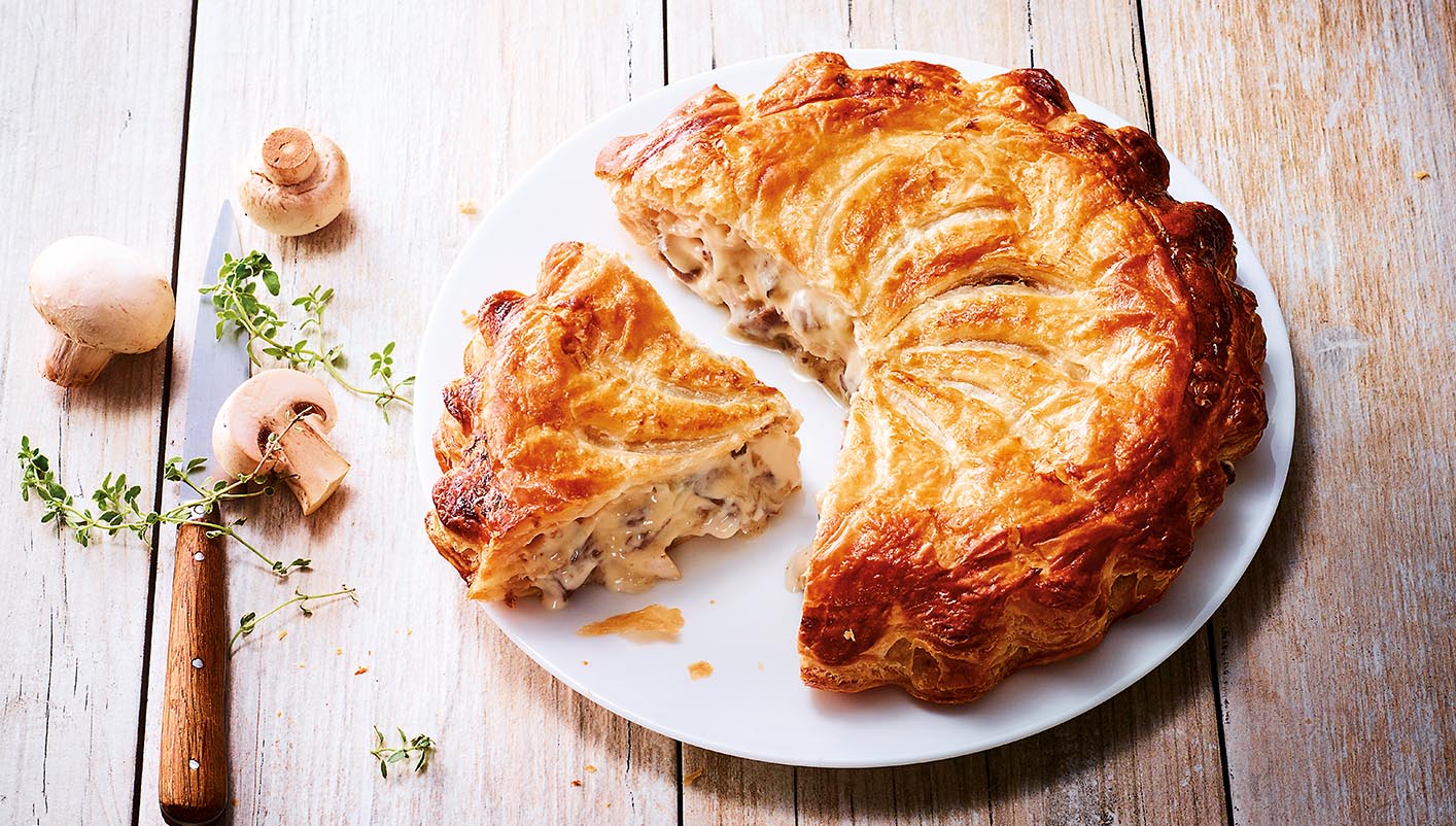 Tourte poulet, champignons