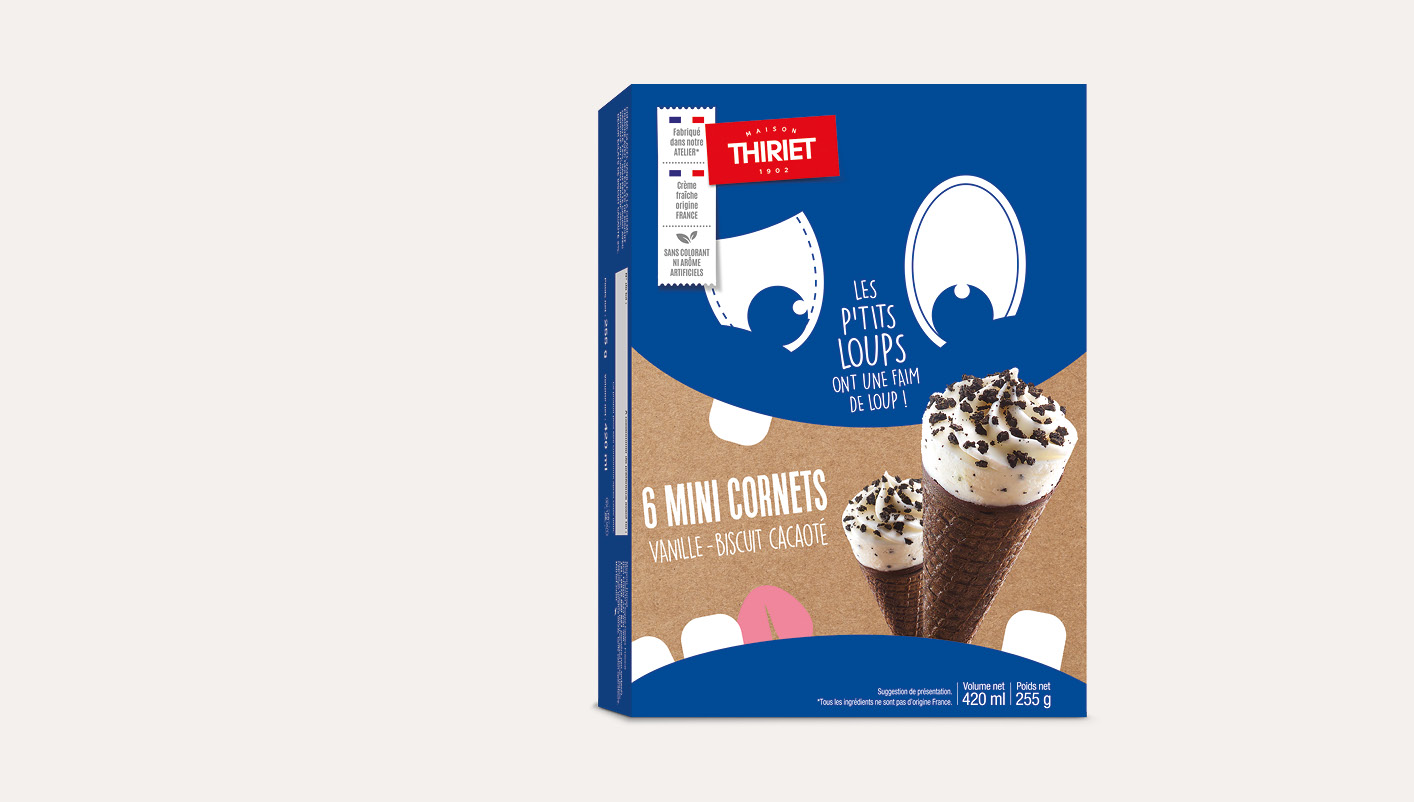 6 Cornets vanille/biscuit cacaoté