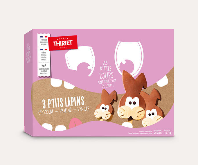 3 P'tits Lapins chocolat - praliné - vanille
