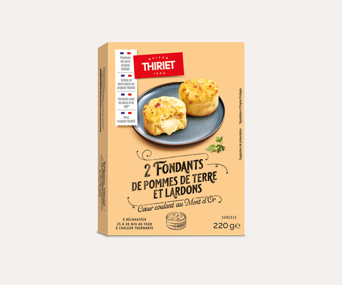2 fondants de pommes de terre et lardons, cœur Mont d'Or