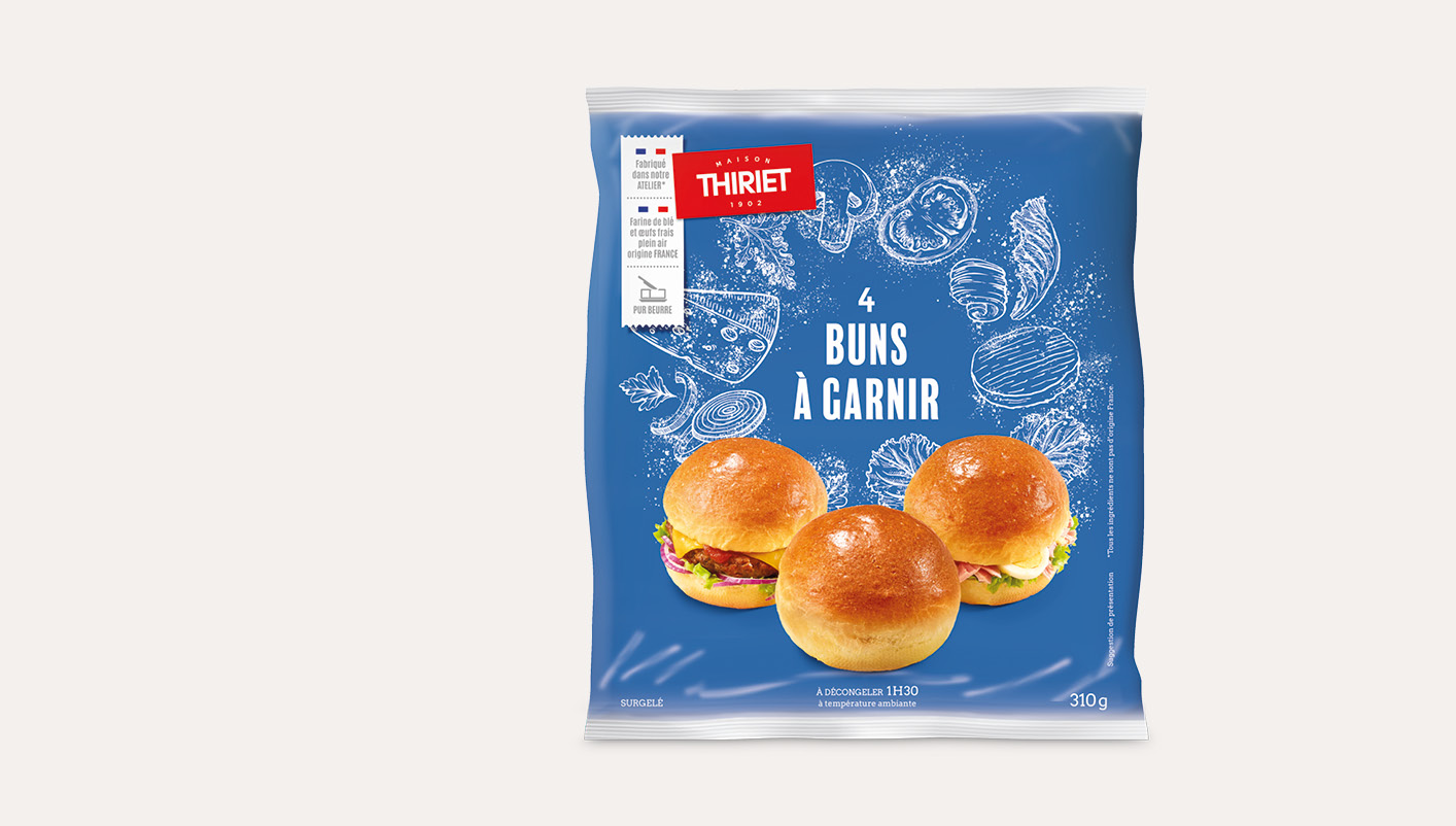 4 buns à garnir - pour burger, sandwich