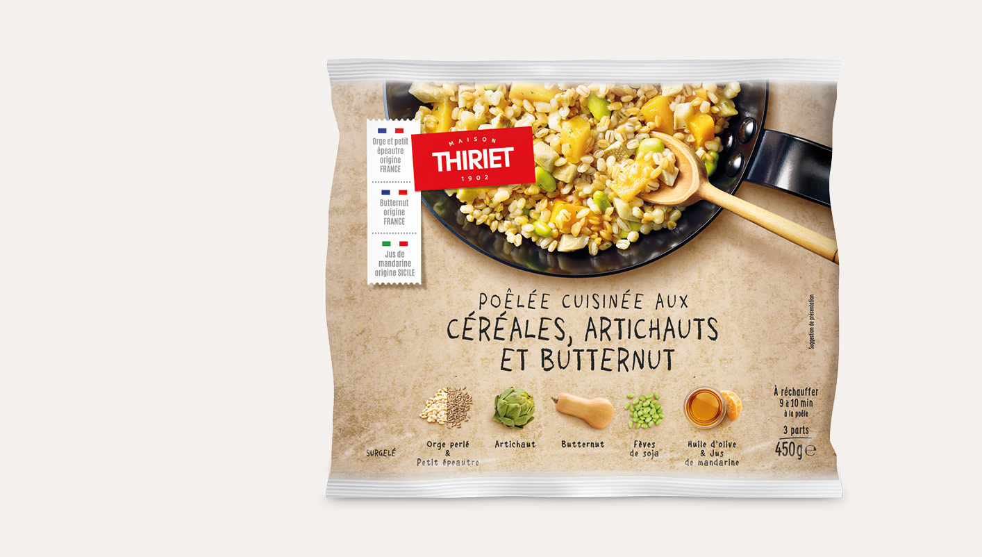 Poêlée cuisinée aux céréales, artichauts et butternut