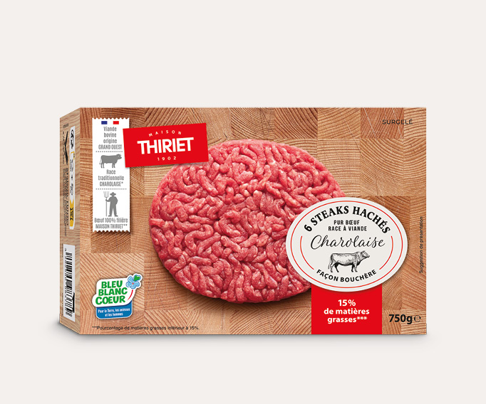 6 Steaks hachés pur bœuf 15% MG race Charolaise
