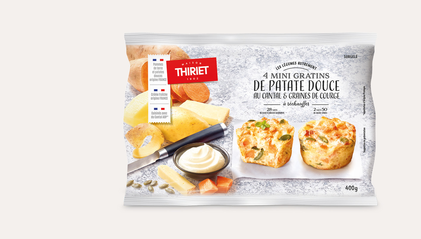 4 Mini gratins patate douce au Cantal et graines de courge