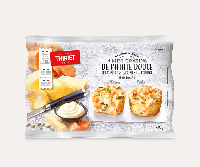 4 Mini gratins patate douce au Cantal et graines de courge