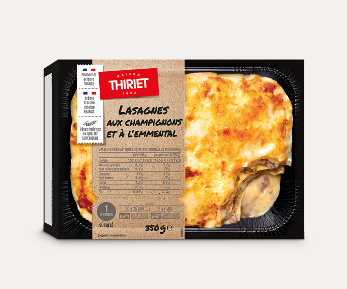 Lasagnes aux champignons et à l'emmental Lot de 2 boîtes