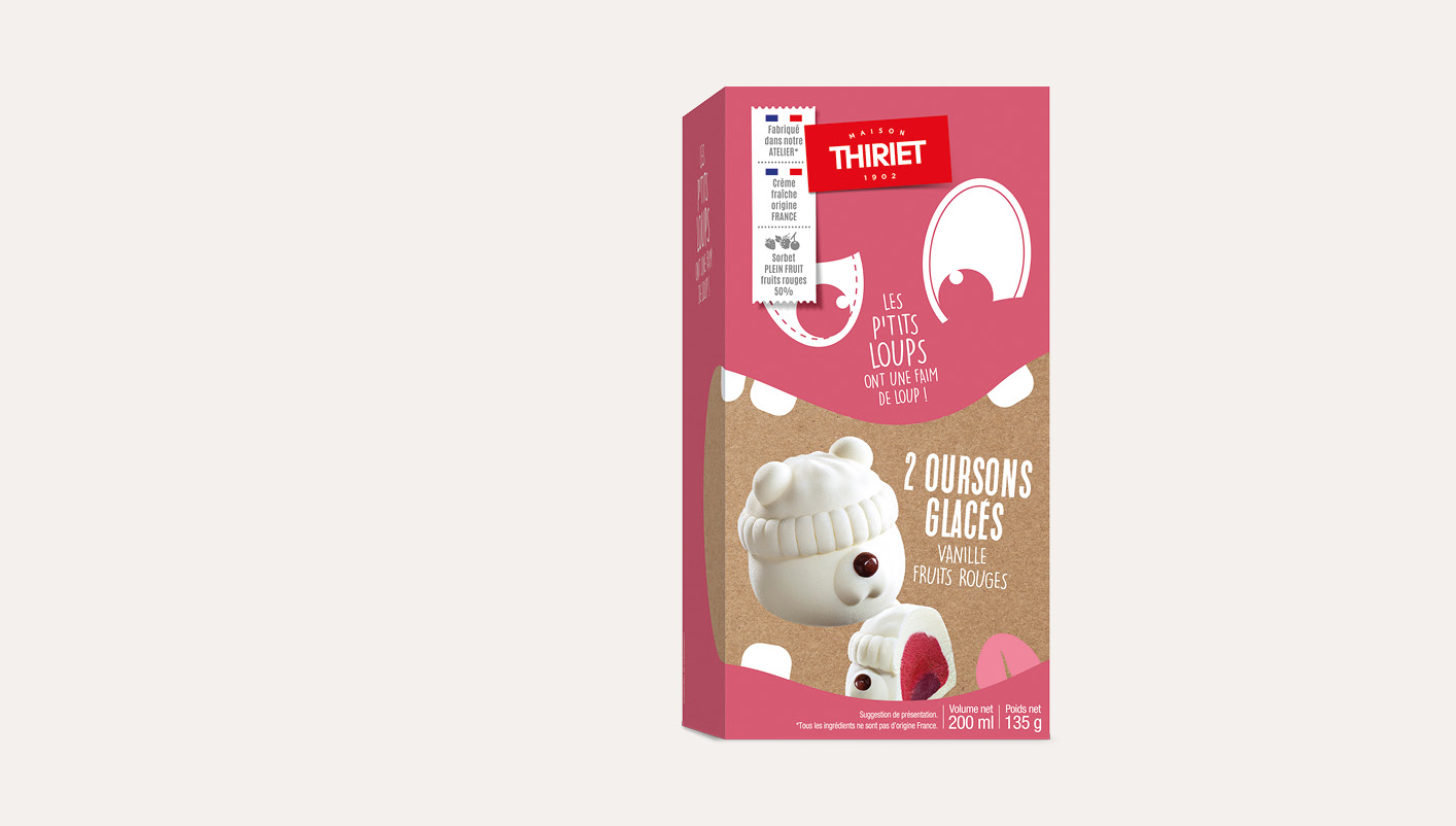 2 oursons glacés - vanille, fruits rouges