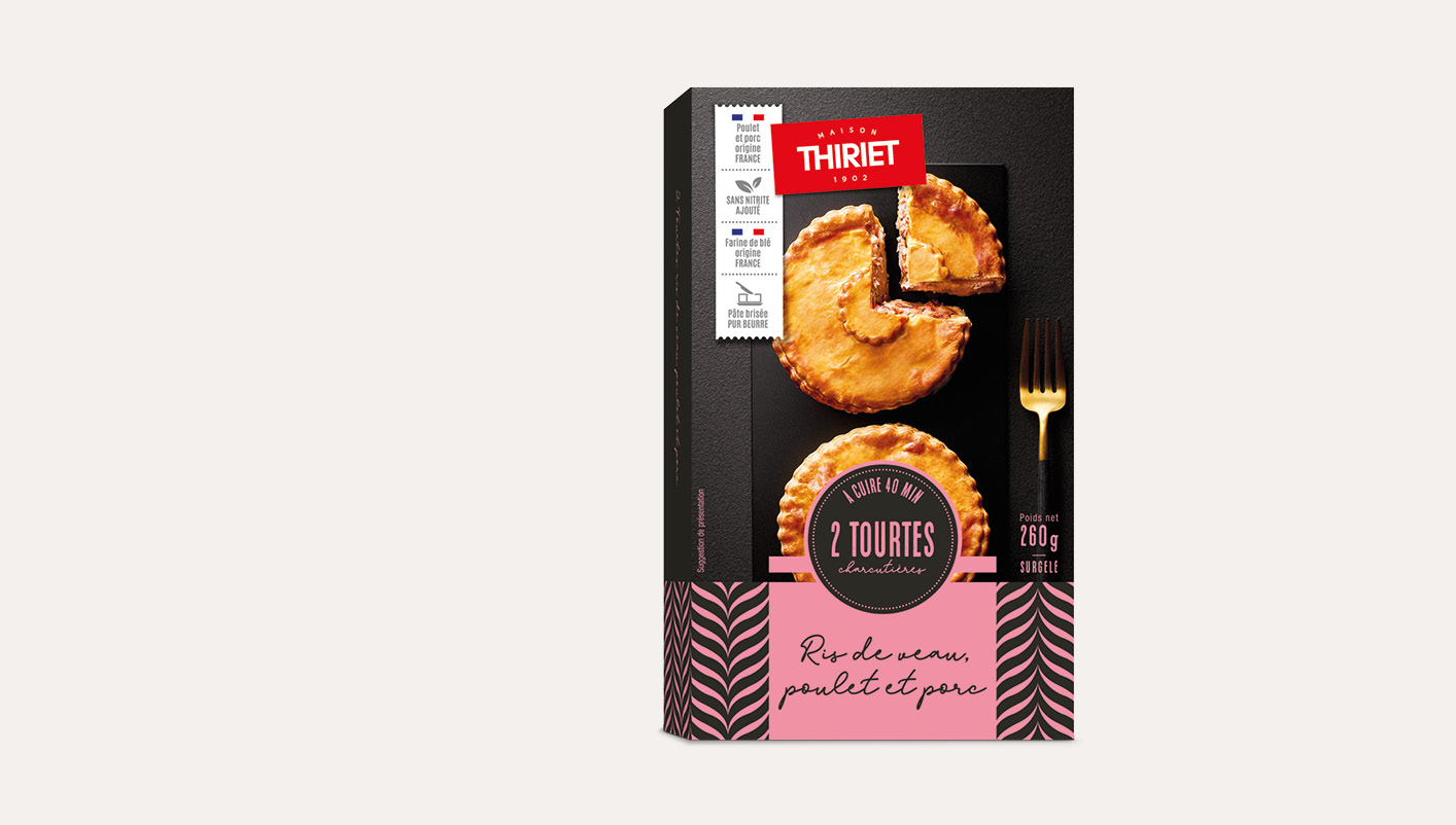 2 tourtes charcutières ris de veau, poulet, porc